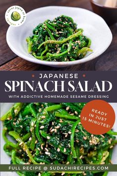 japanese spinach salad with addition homemade sesame dressing is ready in 15 minutes and it's super easy to make