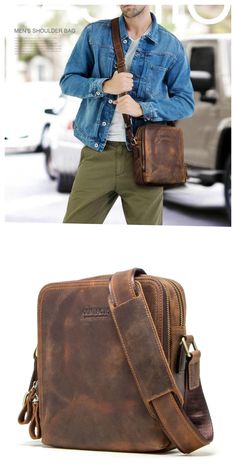 Personalized Men's Leather Shoulder Bag Messenger Bag Crossbody bag Retro Leather Bag Gift for Him Leather Shoulder Bag Men, Leather Messenger Bag Men, Business Briefcase, Leather Portfolio, Buffalo Leather, Anniversary Gifts For Him, Leather Messenger Bag, Leather Messenger, Natural Leather