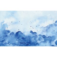 watercolor painting of blue and white clouds in the sky with black dots on them