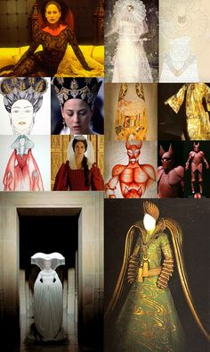 many different pictures of women in costumes