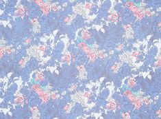 a blue and pink floral print fabric