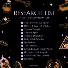 Things To Do Research On, Witch Facts Witchcraft, List Of Crystals For Witchcraft, Witchcraft Rituals For Beginners, What Do Witches Do, Witchcraft Shopping List, Spells To Become A Witch, Witch Basics Notes, Things Witches Need