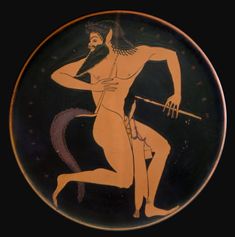 an ancient greek vase with a man holding a spear