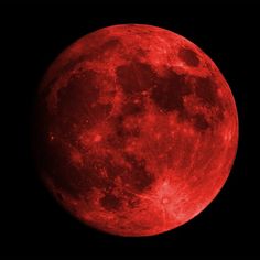 the full moon is shown in red and black