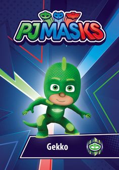 an image of a cartoon character in the game pj masks, with text reading gecko