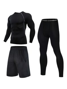 two men's long johns and pants with the word pro combat on them in black