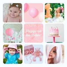 First Birthday Collage Template Visme Birthday Collage Template, Birthday Collage, Happy 1st Birthdays, First Birthday, First Birthdays, 1st Birthday