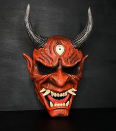 Red Oni Mask, Yokai Mask, Japanese Hannya Mask, Japanese Oni Mask, Demon Mask, Hannya Mask, Japanese Oni, Evil Tattoos, Devil Mask