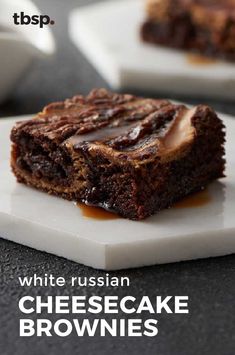 white russian cheesecake brownies on a plate