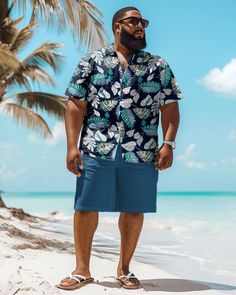 This Hawaiian Shirt Shorts Set is suitable for all kinds of casual occasions, such as vacations, beach parties, summer picnics and so on. You can pair it with a pair of sandals or sneakers for a trendy look. Whether you are on vacation or in daily life, this set will bring you a comfortable and stylish wearing experience. Casual suit: Casual men's short-sleeved shirt suit focuses more on comfort and leisure. It usually consists of a light, short-sleeved shirt worn with jeans or slacks. This set Hawaiian Style Vacation Shorts, Bermuda Shorts For Beach Vacation, Casual Summer Shorts For Beach Party, Casual Beach Party Shorts, Blue Hawaiian Shorts For Vacation, Hawaiian Shorts For Beach Season Vacation, Hawaiian Style Shorts For Beach Vacation, Hawaiian Shorts For Beach Vacation, Blue Hawaiian Vacation Shorts