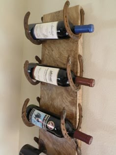 the wine rack is made out of wood