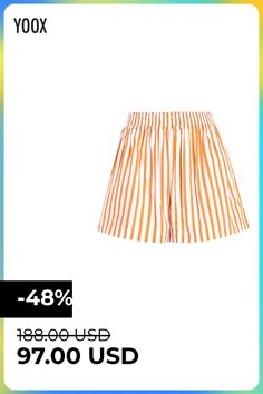 multipockets, plain weave, frills, stripes, high waisted, fully lined, elasticized , Color: Orange , Size: 4 Trendy Summer Shorts With Pockets, Trendy Bottoms With Built-in Shorts For Summer, Striped Spring Bottoms With Pockets, Spring Striped Bottoms With Pockets, Summer Shorts With Elastic Waistband For Outings, Trendy Bermuda Shorts With Elastic Waistband For Summer, High-waisted Shorts With Elastic Waistband For Day Out, Elastic High-waisted Shorts For Day Out, Trendy Knee-length Shorts For Summer