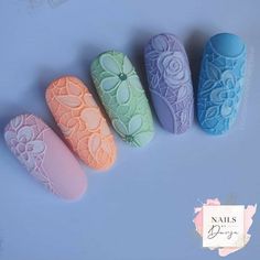 Lace Nail Design, 3d Nail Designs, Lace Nails, Floral Nail Designs, Nail Blog, Nail Art Designs Diy, Nail Swag, New Nail Art