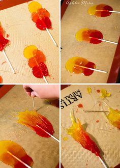 the process of making gummy bears is being made with popsicles and candy