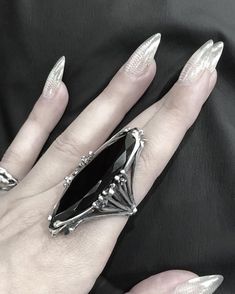 Ring Nail Design, October Jewelry, Goth Glam, Gothic Nails, Witchy Fashion, Makeup Tattoos, Goth Jewelry, Stuff And Thangs, Thanks To Everyone