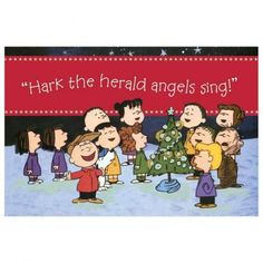 a christmas card with the words,'hark the herald angels sing'on it