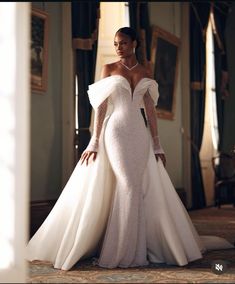 Glam Wedding Dress, Classy Wedding Dress, Afrikaanse Mode, Stylish Wedding Dresses, Fancy Wedding Dresses, White Wedding Dress, Fancy Wedding, Womens Wedding Dresses, Dream Wedding Ideas Dresses