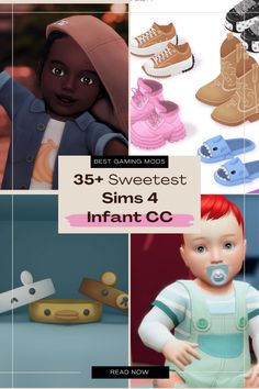 an image of some baby shoes and other items for the game sims 4 infant cc