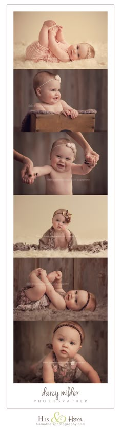 three different images of babys with their hands on each other's head, and one