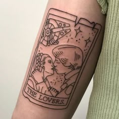 the lovers tarot card tattoo on the arm