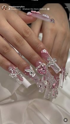 Nail Designs Bling, Quinceanera Nails, Clear Acrylic Nails, Long Acrylic Nail Designs, Diy Acrylic Nails, Claw Nails, Grunge Nails, Basic Nails, Short Square Acrylic Nails