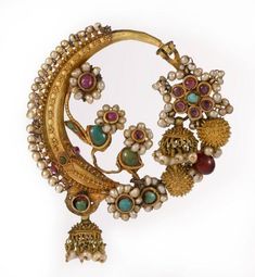 Nose Ring | V&A Explore The Collections Sabyasachi Jewellery Bridal Collection, Unconventional Jewelry, Nath Bridal, Gold Antique Jewellery, Bridal Nath, Indian Gold Necklace Designs, Nath Nose Ring