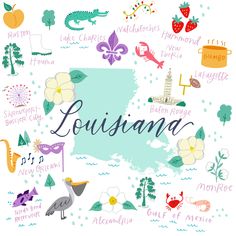 the state of louisiana surrounded by icons