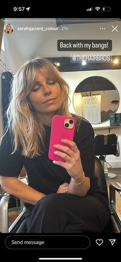 Curtain Bangs Sienna Miller, Side Swept Bangs Long Hair With Layers Fringes, Long Fringe Mid Length Hair, Matilda Djerf Haircut On Short Hair, Parted Fringe Hairstyles, Mid Length Hair With French Bangs, Haircuts For Easy Styling, Sienna Miller Hair Bangs, Bouncy Layers With Curtain Bangs