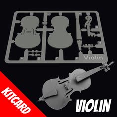 the violin model is shown in black and white, with red text that reads vulcann