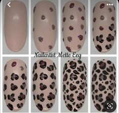 Easy Leopard Nails, Cheetah Nails Tutorial, Leopard Nails Tutorial, Nail Art Leopard, Leopard Nail Art Designs, Pink And White Nails