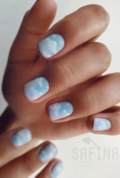 Stars Nails, Wedding Nail Ideas, Water Nails, Sky Nails, Short Gel Nails, Square Nail Designs, Short Square Nails, Wedding Nail