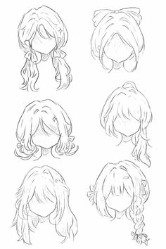 four different types of ponytails with long hair on each side and one in the middle