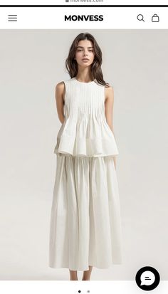 Quoi Porter, 가을 패션, Pleated Midi Skirt, Daily Outfits, Fabric Cotton, Fashion Inspo Outfits, Round Neckline, Contemporary Style, Midi Skirt