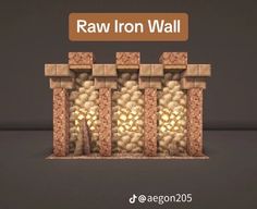 an image of a stone wall with the words raw iron wall above it