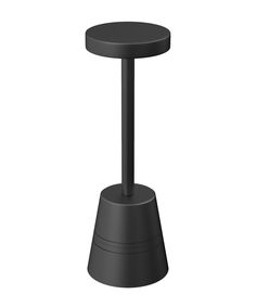 a black table with a round top and metal base on an isolated white background, 3d rendering