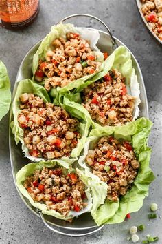 lettuce wraps filled with meat and vegetables