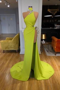 Unique Ginger yellow Triangle Neck Sexy high side-cut Long Evening Dress Evening Dresses Uk, Luxurious Dresses, Gown Plus Size, Long Evening Gowns, فستان سهرة, Prom Dresses Online, Satin Prom Dress, Mermaid Prom Dresses, Long Prom Dress