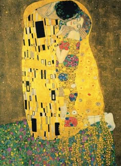 the kiss by klimt painting print on wrapped canvas, 24x36 inches