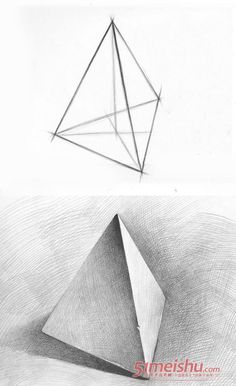 two different angles of the same object, one with a triangular shape and another with an inverted