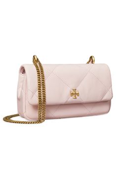 The iconic logo clasps the front of a smart quilted bag swung from a chunky chain strap. Magnetic-snap flap closure Shoulder strap Leather Imported Expensive Bag, Purse Essentials, Tory Burch Kira, Organized Storage, Girly Bags, Fancy Bags, Pretty Bags, Designer Crossbody Bags, Purse Accessories