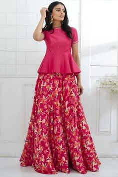 Tops On Skirts Indian, Full Skirt And Top Indian Style, Full Blouse Designs For Lehenga, Teenager Dress, Printed Lehenga