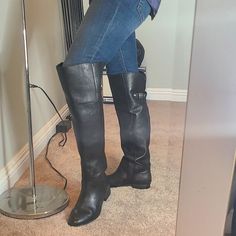 - Black Genuine Leather, Pull On Style, Over The Knee Boots - I Bought These From Nordstrom And Never Wore Them. Right Boot Is Still Wrapped. - Clean And Simple Design With Gunmetal Hardware Detail At Back - Shaft Height Measures 19" Bundle With "Free With Purchase" Items In My Closet! Items Are Cross Posted Bundle For Savings Feel Free To Ask Any Questions! Cheers! Happy Poshing! Smoke Free Home Pet Friendly Home Style Over The Knee Boots, Gunmetal Hardware, Chinese Laundry Shoes, Chinese Laundry, Thigh High Boots, Tall Boots, Thigh High, Over The Knee Boots, Thigh Highs