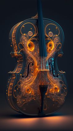 an artistic violin with glowing lights on it