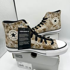 Brand New In Original Box. Never Worn, No Flaws. Authentic Converse Chuck Taylor All Stars Ctas Pro Color Is: Khaki Beige Digital Camouflage Off-White Leather Logo Includes Both Black And White Shoe Laces Unisex Shoes Men’s Size 7 / Women’s Size 9 Msrp: $105 + Tax Price Is Firm. Use Code “ Kelsidcloset ” To Save $10 Off Your 1st Poshmark Order Bundle Multiple Items To Save On Shipping Same Day Shipping Top Rated Seller & Poshmark Level 2 Ambassador Shop More Closeouts At Kelsid.Com Digital Camouflage, White Shoe, Black And White Shoes, Unisex Shoes, Converse Chuck Taylor All Star, Leather Logo, Womens Converse, Converse Chuck, Shoes Men