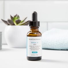 A daytime introductory vitamin C serum for sensitive skin that offers environmental protection and improves the appearance of aging Ideal for sensitive skin types or those new to vitamin C antioxidant serum, Serum 10 AOX+ utilizes 10% pure vitamin C (l-ascorbic acid) and 0.2% ferulic acid to help neutralize damaging free radicals that contribute to atmospheric skin aging – environmental damage and premature signs of aging caused by free radicals from UVA/UVB radiation. In addition to providing t Serum For Sensitive Skin, Skinceuticals Retinol, Best Vitamin C Serum, Moisturizer For Sensitive Skin, Acne Gel, Vitamin C Benefits, Antioxidant Serum, Pca Skin, Best Serum