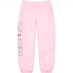 Brand new Nike x Supreme sweatpants. Extra Large Light Pink Sweatpants Nike, Pink Sweatpants, Active Wear Pants, New Nike, Comfy Outfits, Light Pink, Sweatpants, Active Wear, Shoe Accessories