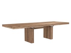 a wooden table with metal legs on a white background and no one in the photo