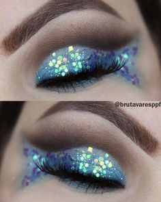 Mermaid Eye Makeup, Mermaid Eyes, Fantasy Make-up, Make Carnaval, Halloweenský Makeup, Revolution Eyeshadow, Mermaid Halloween, Nail Art Disney