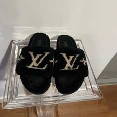 Questions ? Comment Below! Used Shoes Louis Vuitton, Louis Vuitton Shoes, Black Cream, Slides, Slippers, Louis Vuitton, Women Shoes, Cream, Quick Saves