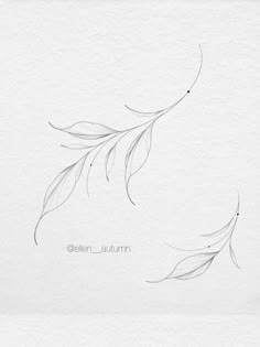 an ink drawing of leaves on paper with the words ellen autumn written in white letters